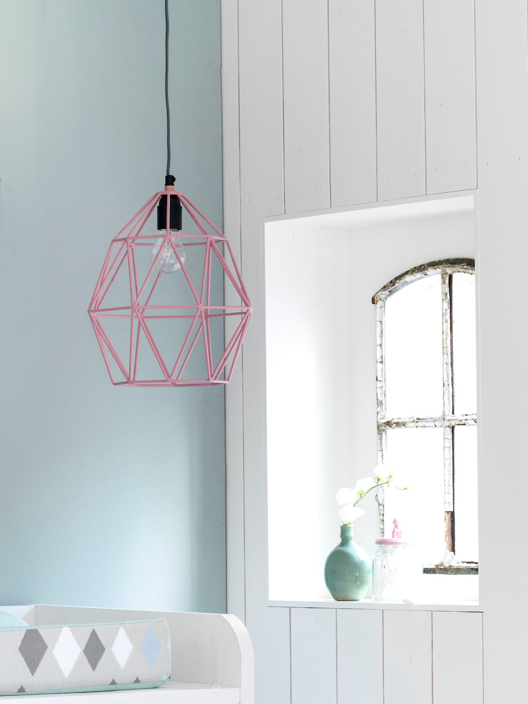Draad hanglamp roze Ø27 cm
