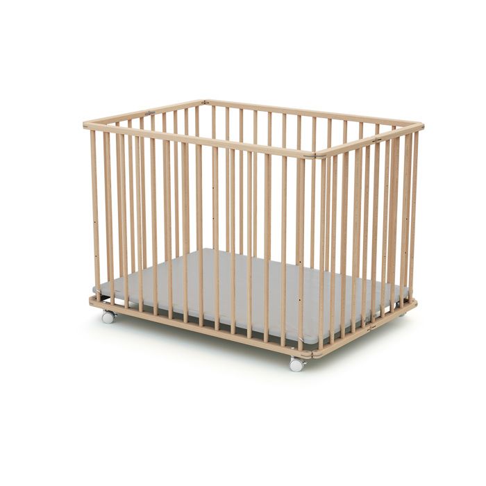 Rechthoekige opvouwbare box - WEBABY - CALI - 70 x 100 cm - Tot 24 maanden - Ruwe beuken