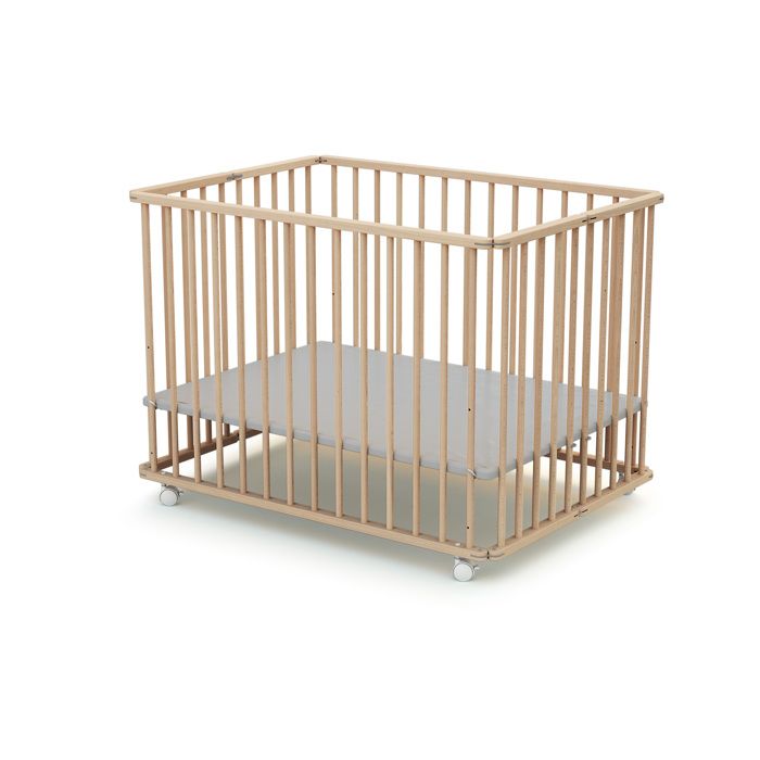 Rechthoekige opvouwbare box - WEBABY - CALI - 70 x 100 cm - Tot 24 maanden - Ruwe beuken