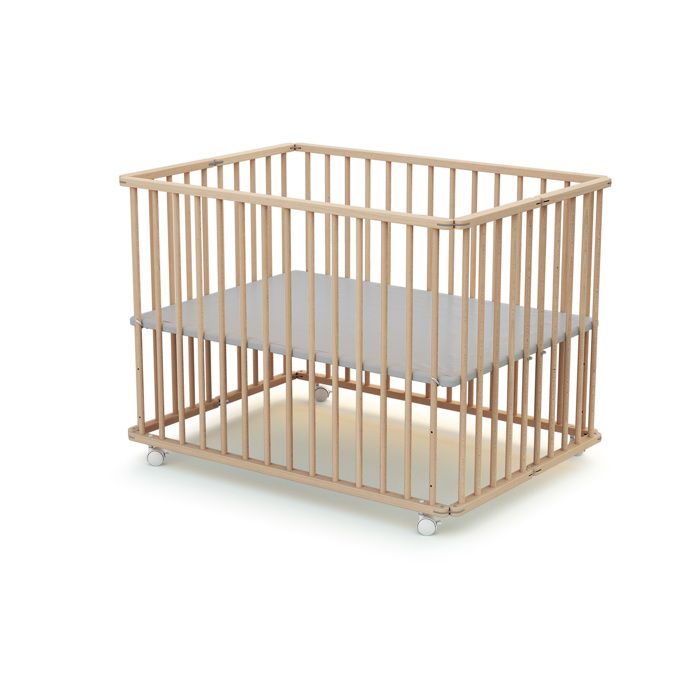 Rechthoekige opvouwbare box - WEBABY - CALI - 70 x 100 cm - Tot 24 maanden - Ruwe beuken