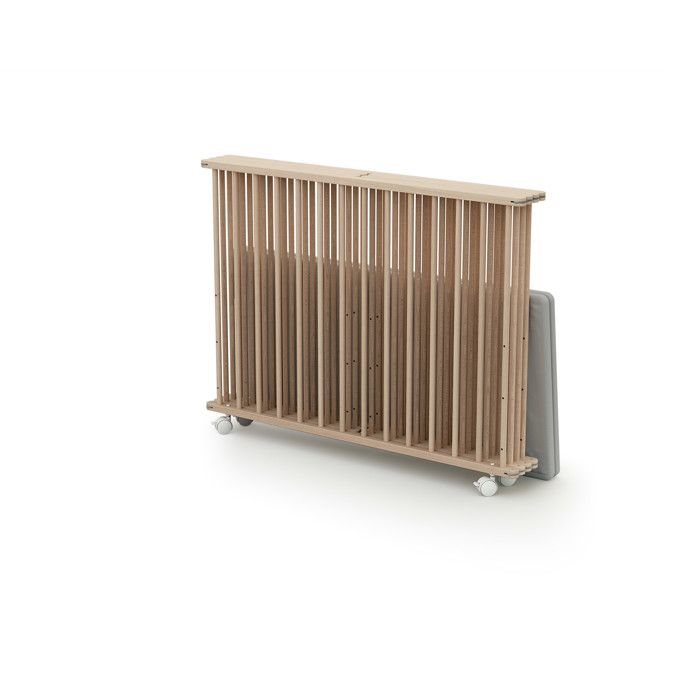 Vierkante opvouwbare box - WEBABY - CALI - 100 x 100 cm - 4 wielen - Tot 24 maanden - Ruwe beuken
