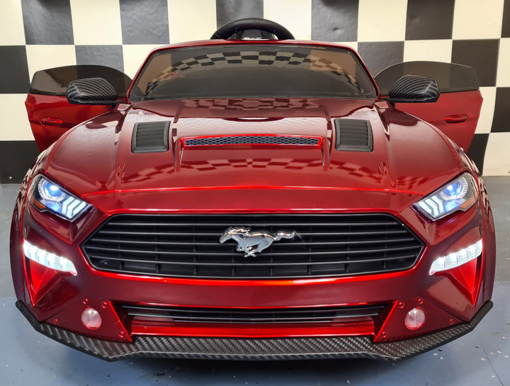 Kinderauto Ford Mustang 24 volt met driftfunctie en afstandsbediening, metallic rood