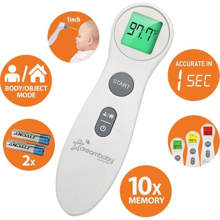Digitale voorhoofdthermometer - DREAMBABY - Contactloos infrarood - Koortstemperatuurmeting - voor baby's en volwassenen