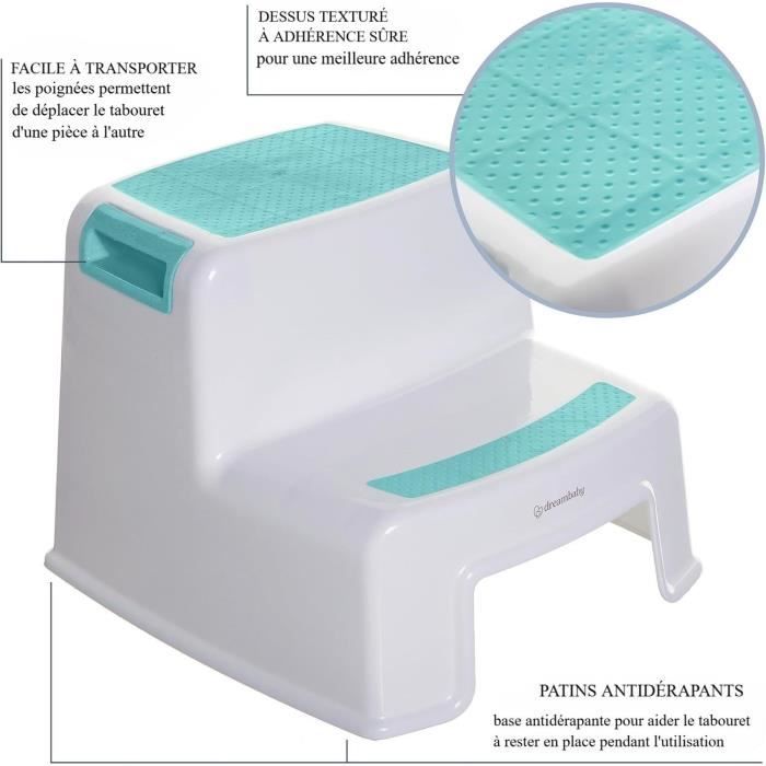 Opstapje - DREAMBABY - 2 UP - Antislip en gestructureerd - Tot 80 kg voor kinderen en volwassenen - Aqua