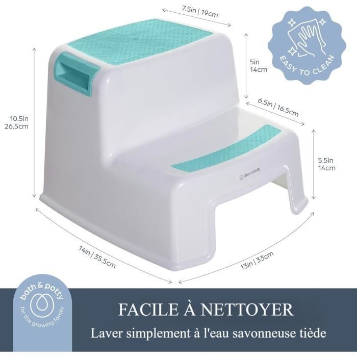 Opstapje - DREAMBABY - 2 UP - Antislip en gestructureerd - Tot 80 kg voor kinderen en volwassenen - Aqua