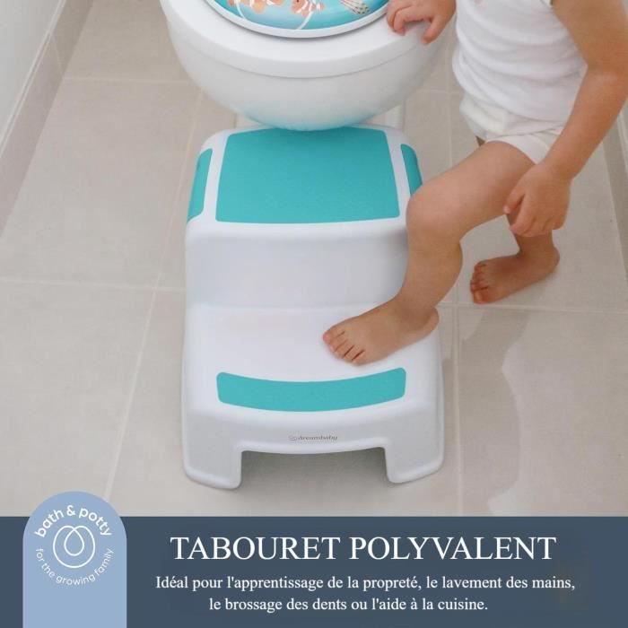 Opstapje - DREAMBABY - 2 UP - Antislip en gestructureerd - Tot 80 kg voor kinderen en volwassenen - Aqua