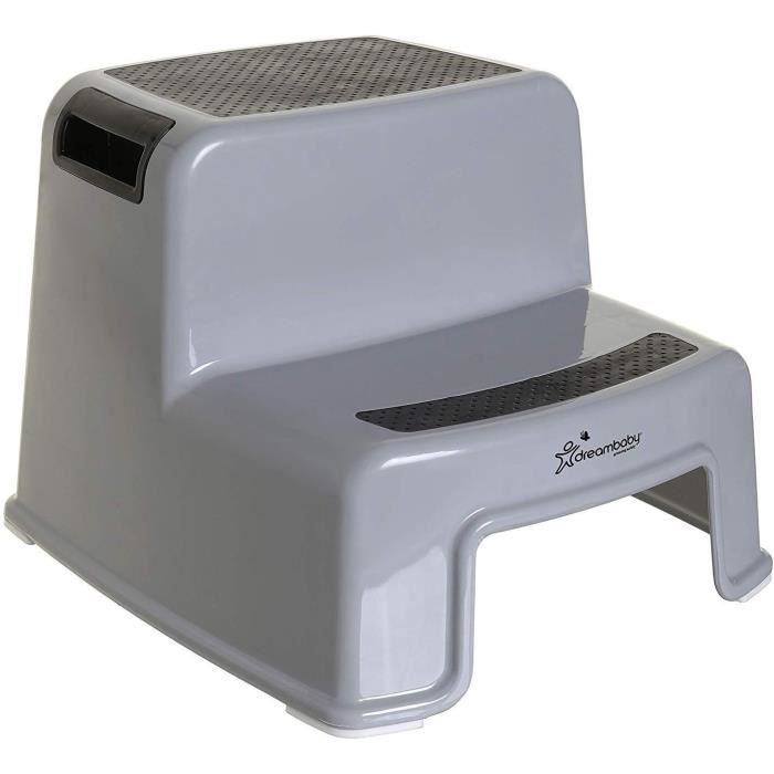 Opstapje - DREAMBABY - 2-up - antislip en gestructureerd - Tot 80 kg voor kinderen en volwassenen - grijs en zwart
