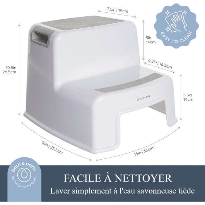 Opstapje - DREAMBABY - 2 Up - Antislip en gestructureerd - Tot 80 kg voor kinderen en volwassenen - Grijs