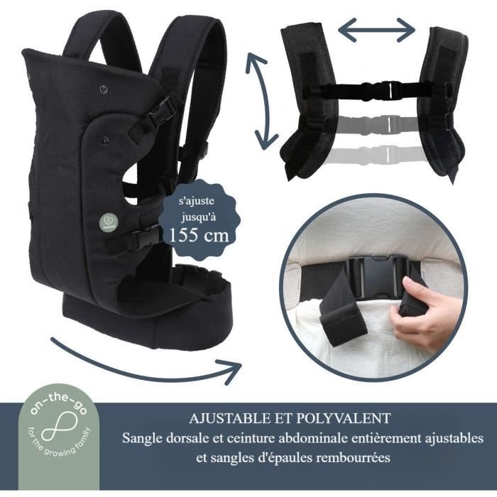 Verstelbare draagzak 3-in-1 - DREAMBABY - REIS - Comfortabel en veelzijdig - Voor pasgeborenen tot kinderen (tot 15 kg) - Zwart
