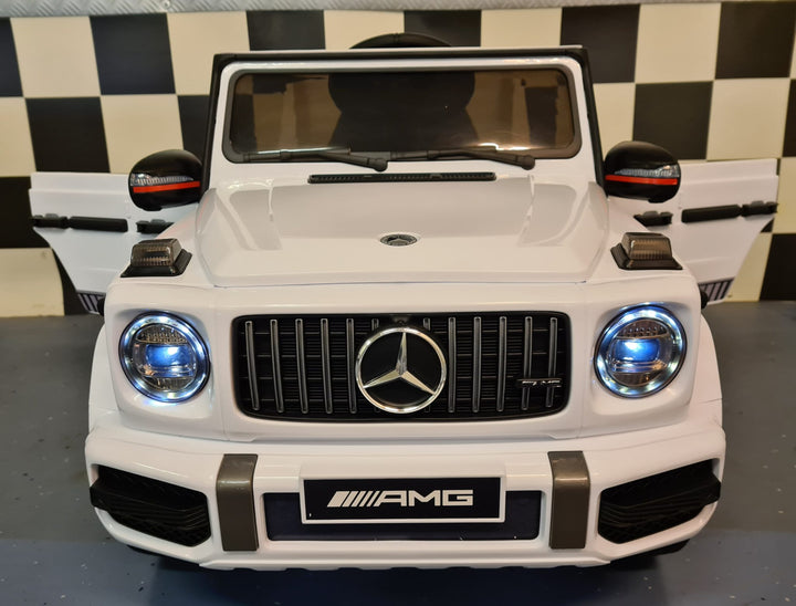 Mercedes G63 kinderauto 12V wit met zachte start voor 1 persoon