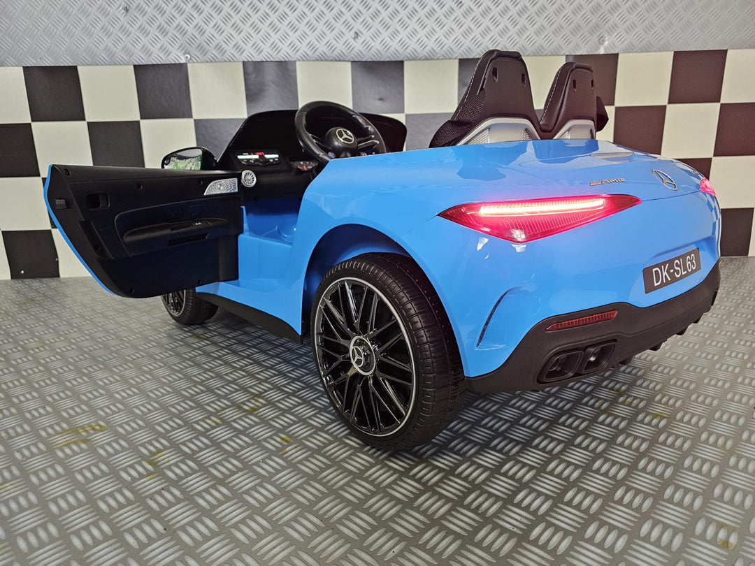 Elektrische kinderauto Mercedes SL63 12 volt metallic blauw