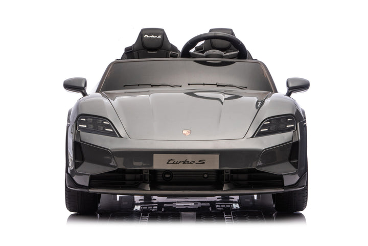 Porsche Taycan elektrische kinderauto voor 2 personen 24 volt grijs