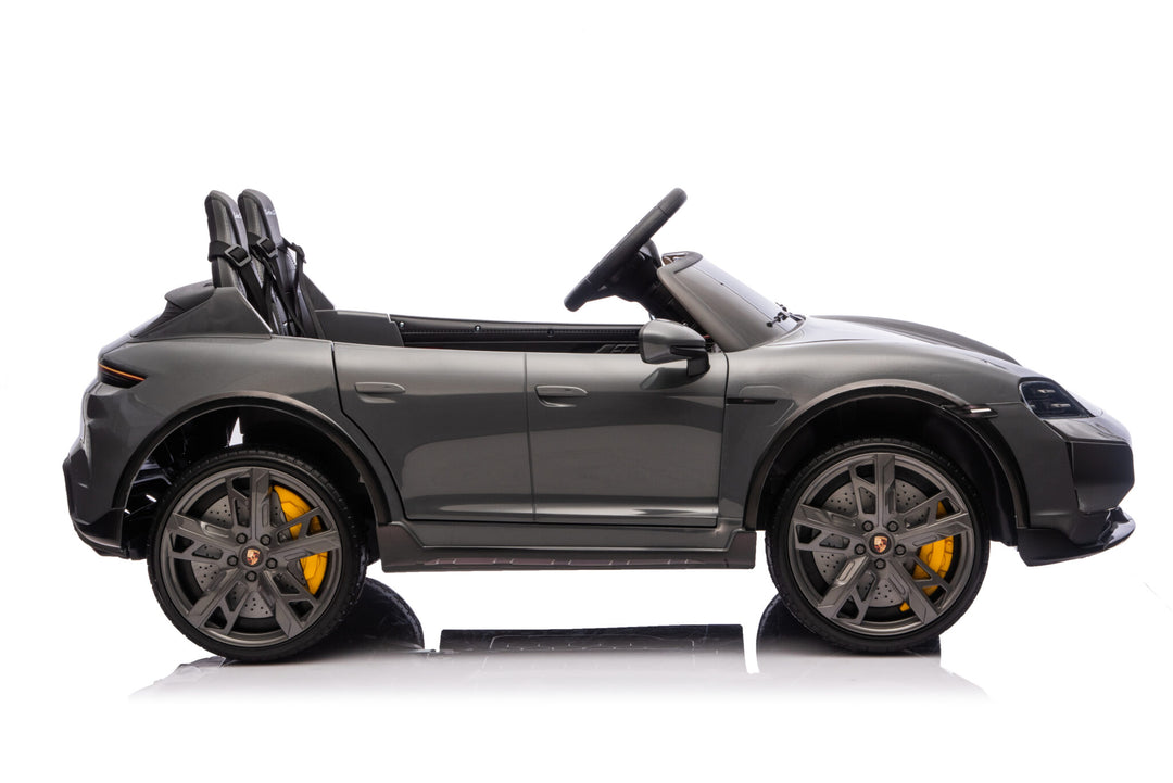 Porsche Taycan elektrische kinderauto voor 2 personen 24 volt grijs