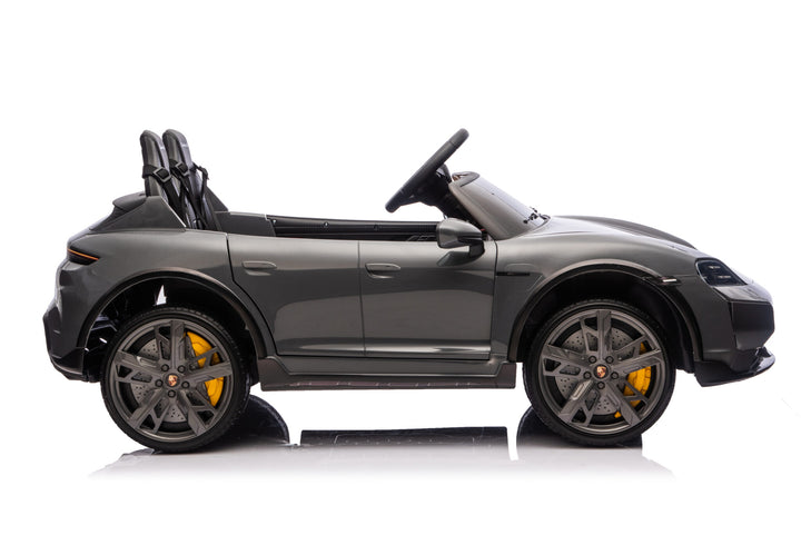 Porsche Taycan elektrische kinderauto voor 2 personen 24 volt grijs