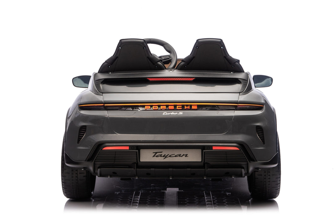 Porsche Taycan elektrische kinderauto voor 2 personen 24 volt grijs