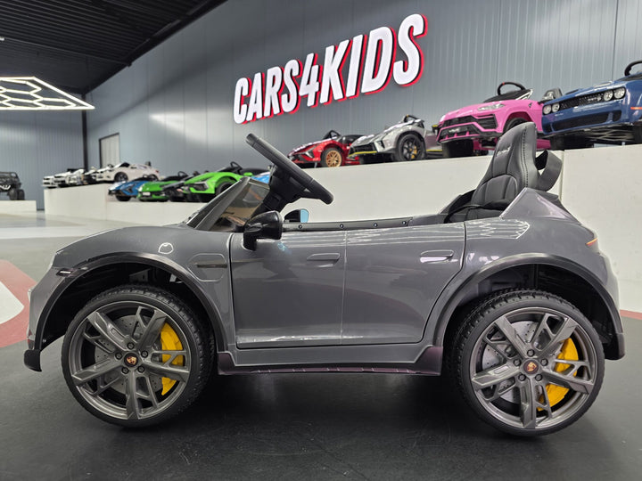 Elektrische kinderauto Porsche Taycan 1-persoons 12 volt grijs