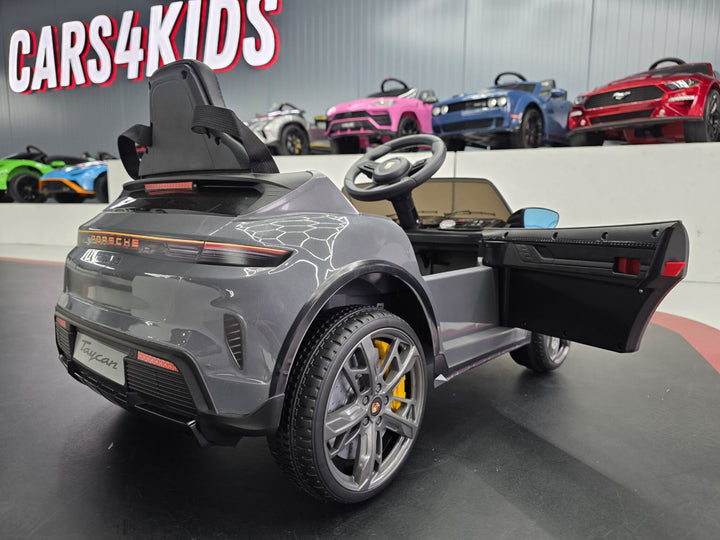 Elektrische kinderauto Porsche Taycan 1-persoons 12 volt grijs