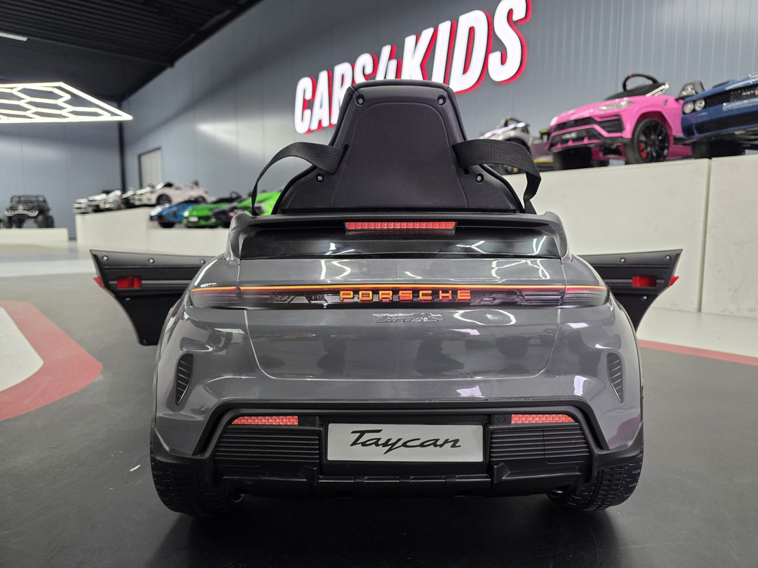 Elektrische kinderauto Porsche Taycan 1-persoons 12 volt grijs