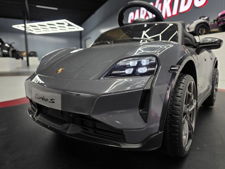 Elektrische kinderauto Porsche Taycan 1-persoons 12 volt grijs