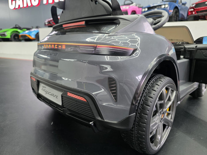 Elektrische kinderauto Porsche Taycan 1-persoons 12 volt grijs