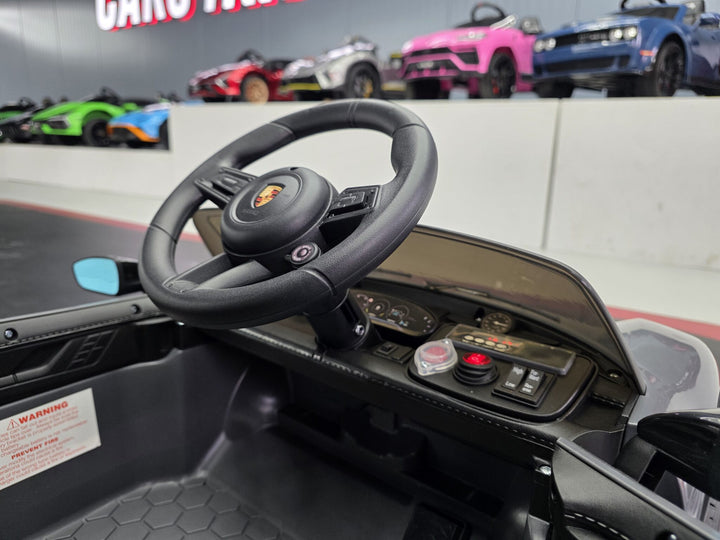Elektrische kinderauto Porsche Taycan 1-persoons 12 volt grijs