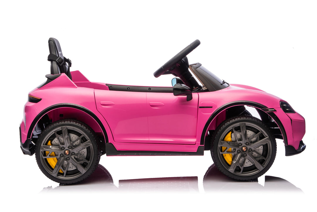 Kinderauto op accu Porsche Taycan voor 1 persoon 12 volt roze