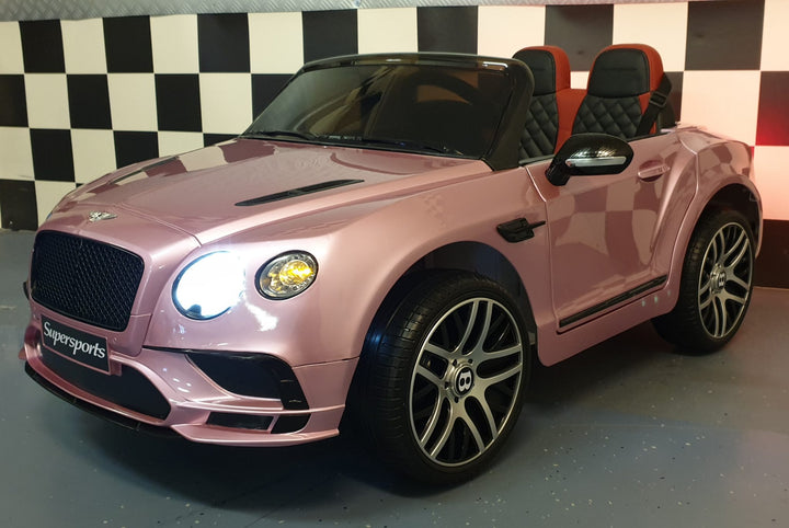 Speelgoedauto op accu voor kinderen Bentley Continental metallic roze