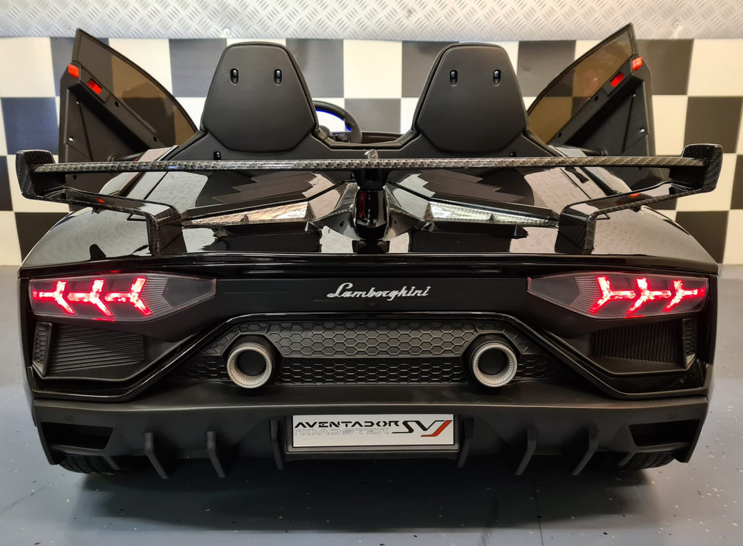 24 volt Lamborghini Aventador voor 2 personen met driftfunctie, metallic zwart