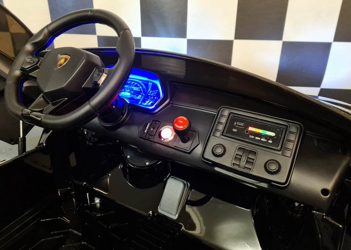 24 volt Lamborghini Aventador voor 2 personen met driftfunctie, metallic zwart