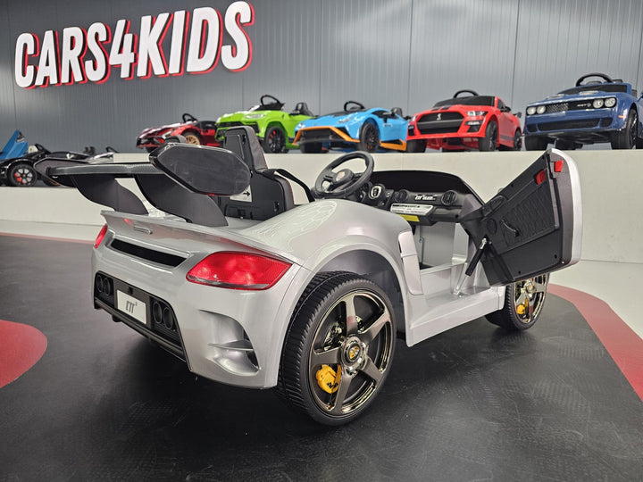 Kinderauto Porsche RUF 24 volt metallic zilver
