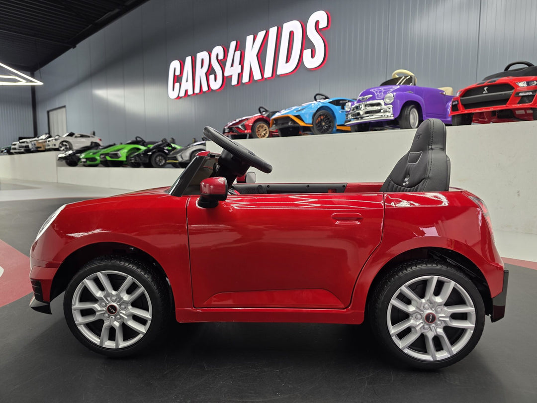 Kinderauto Mini Cooper S 12 volt metallic rood