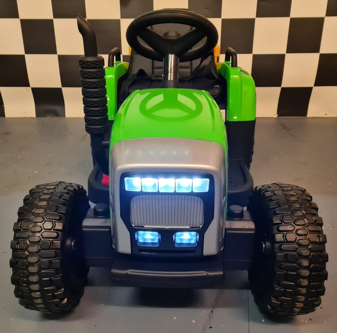 Kindertractor op accu 12 V met aanhanger en afstandsbediening, groen