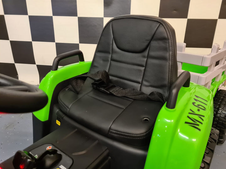Kindertractor op accu 12 V met aanhanger en afstandsbediening, groen