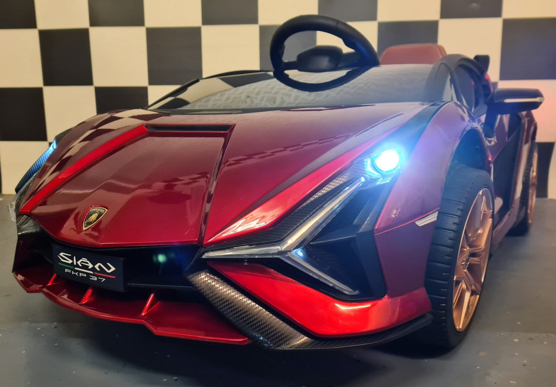 Elektrische kinderauto Lamborghini Sian 12 volt, rood gespoten