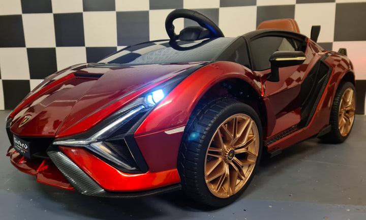 Elektrische kinderauto Lamborghini Sian 12 volt, rood gespoten