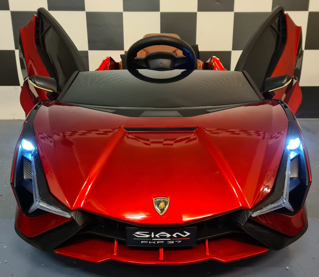 Elektrische kinderauto Lamborghini Sian 12 volt, rood gespoten