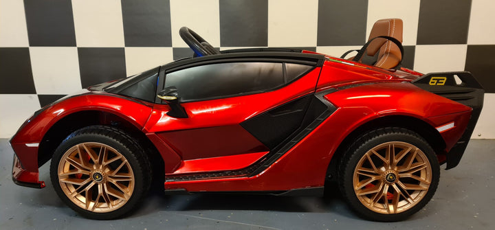Elektrische kinderauto Lamborghini Sian 12 volt, rood gespoten