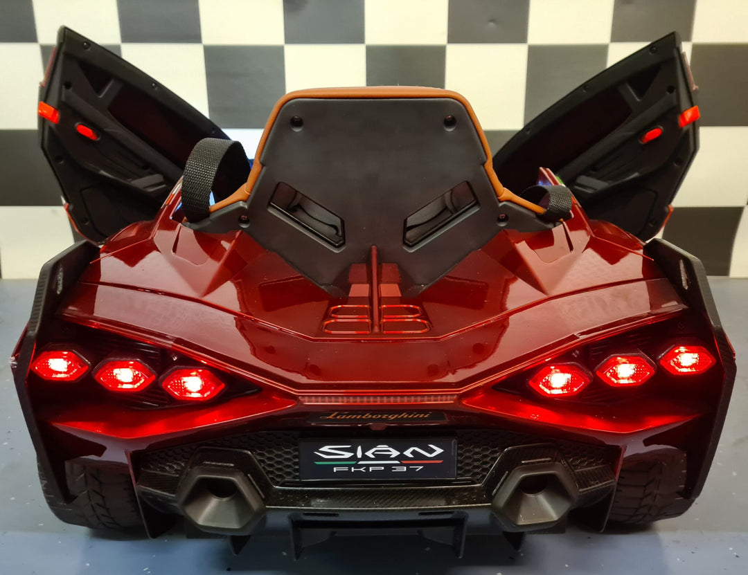 Elektrische kinderauto Lamborghini Sian 12 volt, rood gespoten