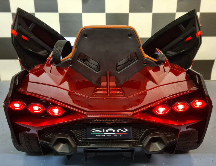 Elektrische kinderauto Lamborghini Sian 12 volt, rood gespoten