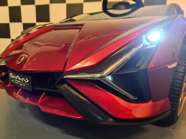 Elektrische kinderauto Lamborghini Sian 12 volt, rood gespoten