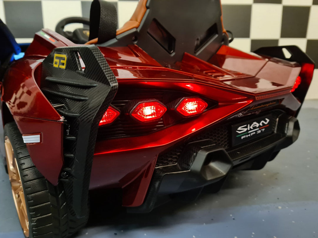 Elektrische kinderauto Lamborghini Sian 12 volt, rood gespoten