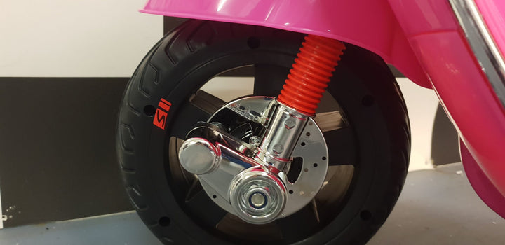 Vespa GTS kinderscooter roze 12 volt met windscherm