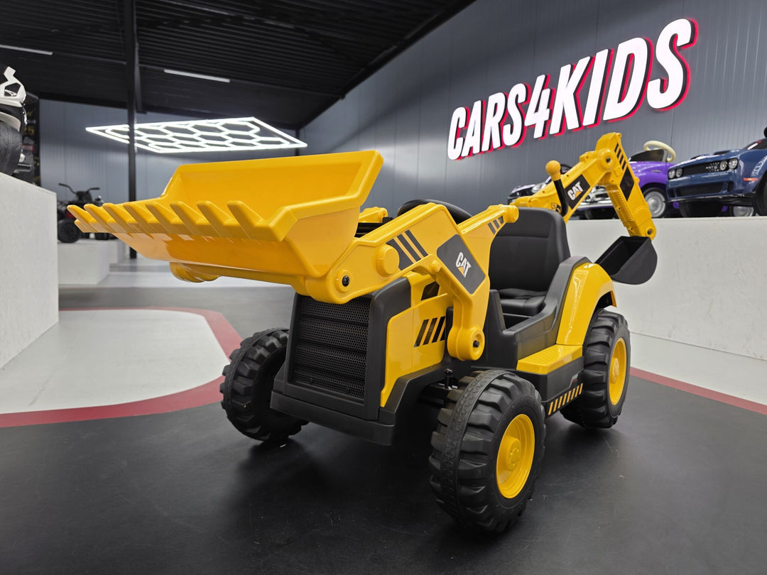 Laad- en graafcombinatie Caterpillar kindertrekker 12 volt