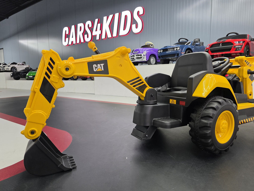Laad- en graafcombinatie Caterpillar kindertrekker 12 volt