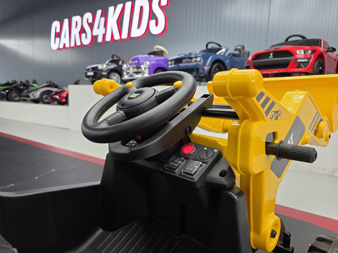 Laad- en graafcombinatie Caterpillar kindertrekker 12 volt