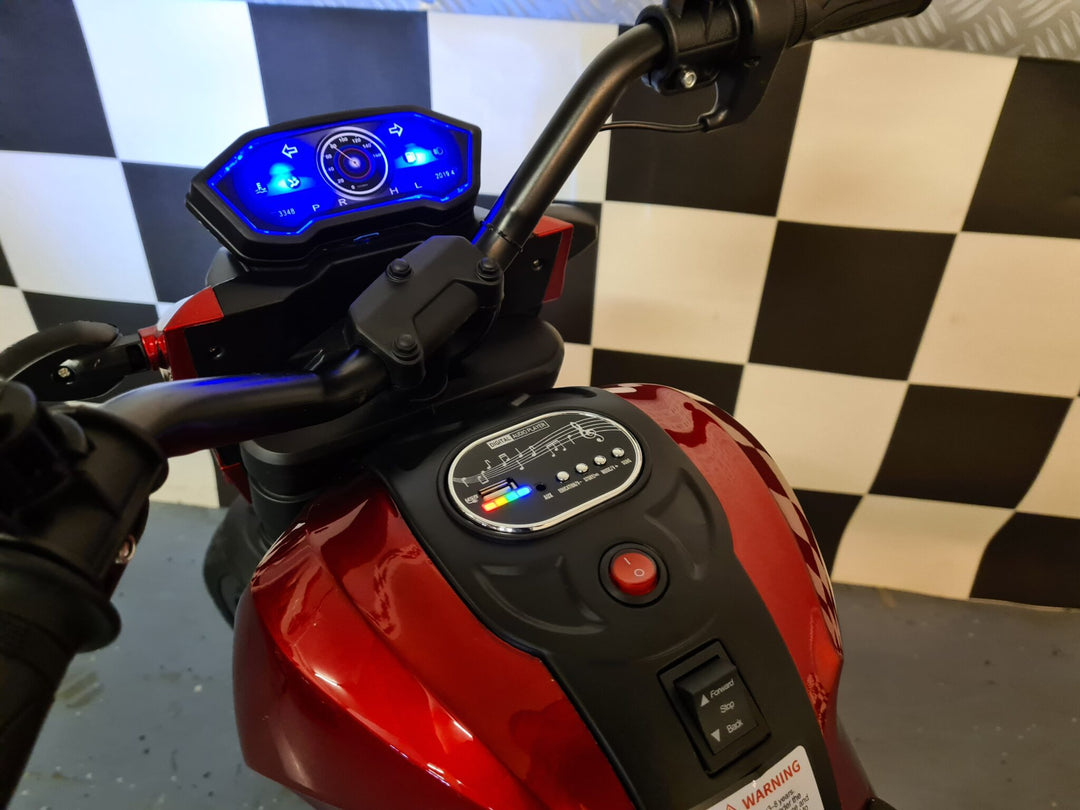 Batterij-aangedreven kinder-motor Grom Superbike 12 volt metallic rood
