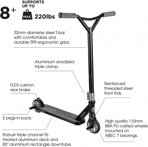 Globber Gs 720 Junior Voetrem Zwart/Grijs