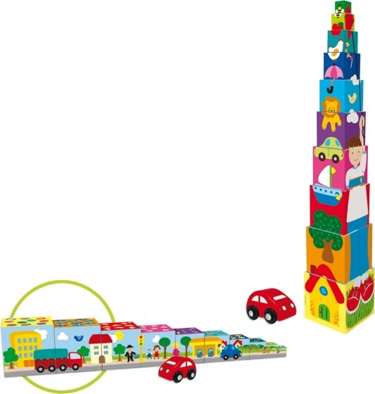 Goula Stapelblokken Pile-Up Cubes Car 10-Delig
