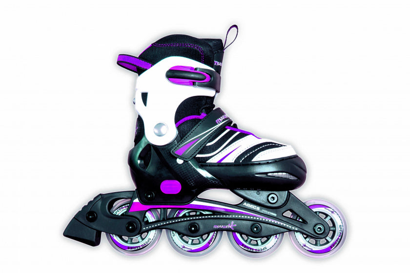 Muuwmi Inline Skates Kinderliner 82A Nylon Abec5 Roze/Zwart Mt 33-36