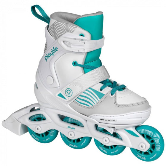 Playlife Inline Skates Light Breeze 82A Wit/Turquoise Maat 29/32